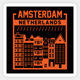 Vintage Amsterdam Netherlands City Skyline Dutch Buildings Sticker